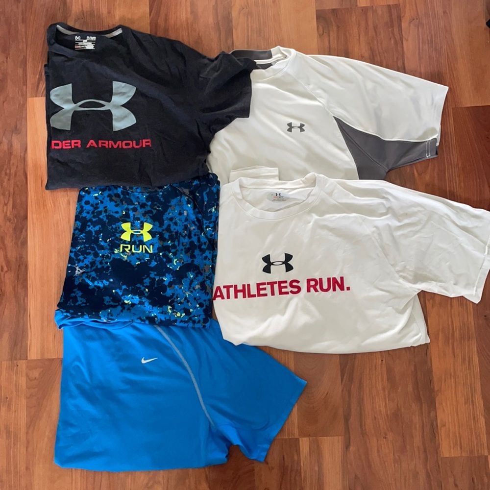 Under Armour and Nike t-shirts
